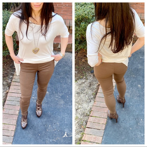 Mocha Stretch motto jeggings with zipper trim - Picture 5 of 5